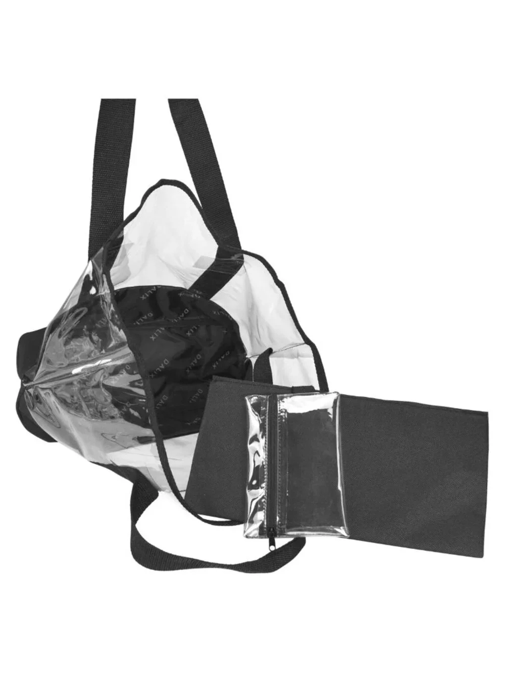 Large Clear PVC Tote Bag with Small Pouch Zipper Lightweight Shopper